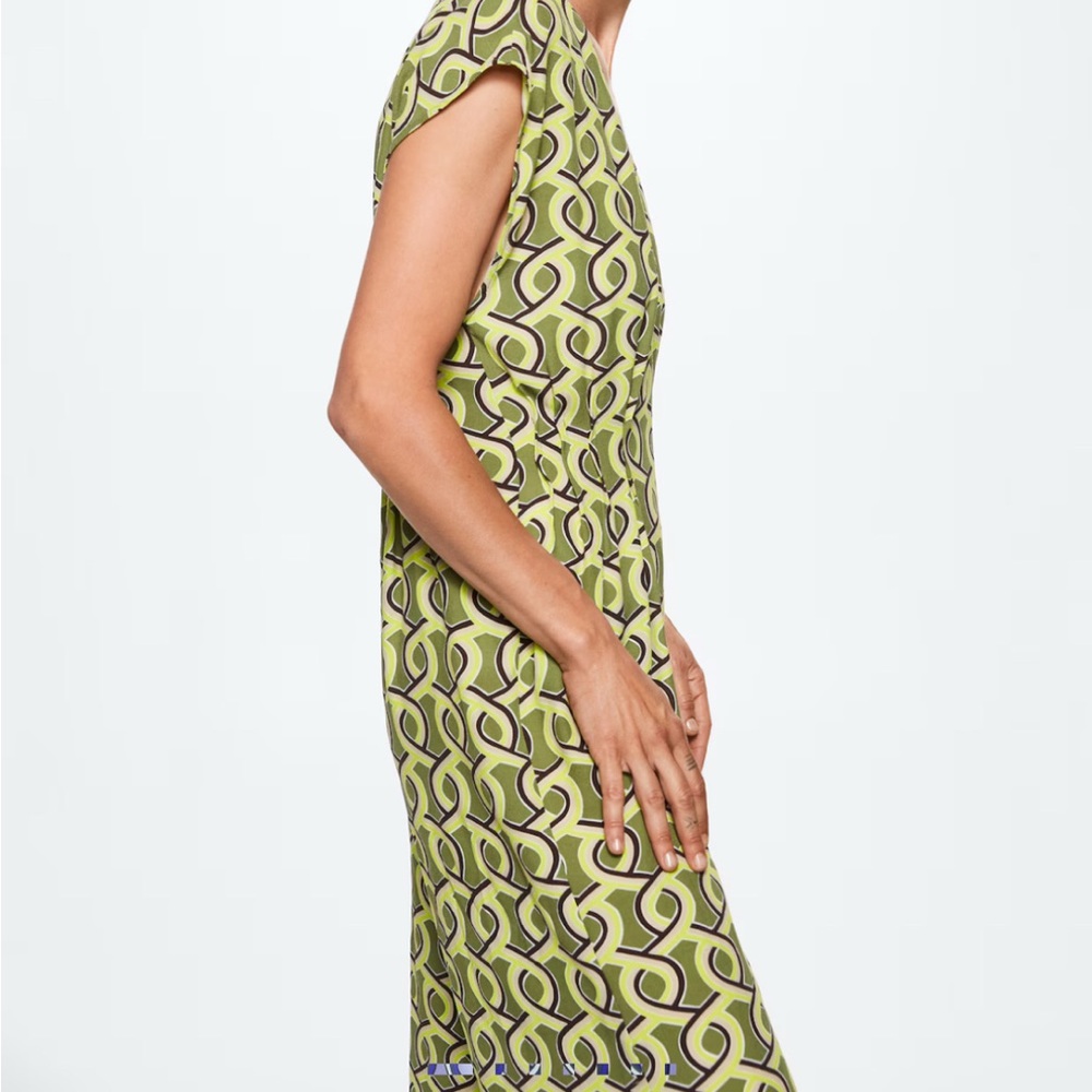 Stylish Green Mango Patterned Pleated Jumpsuit - image 2